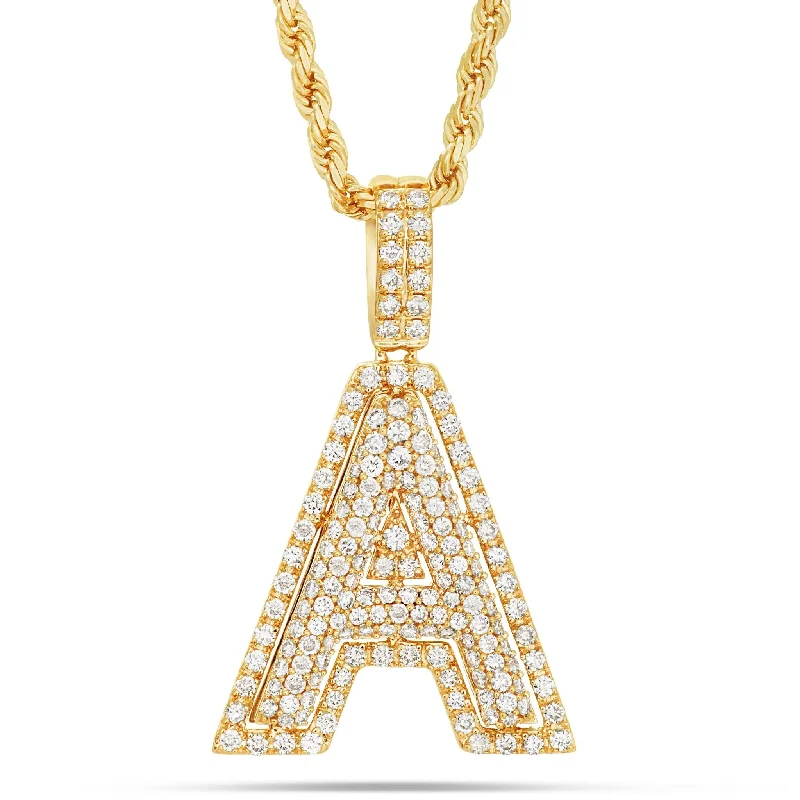 Women’s gold statement necklaces-10K Gold 1.38t Bilevel Diamond Initial Pendant