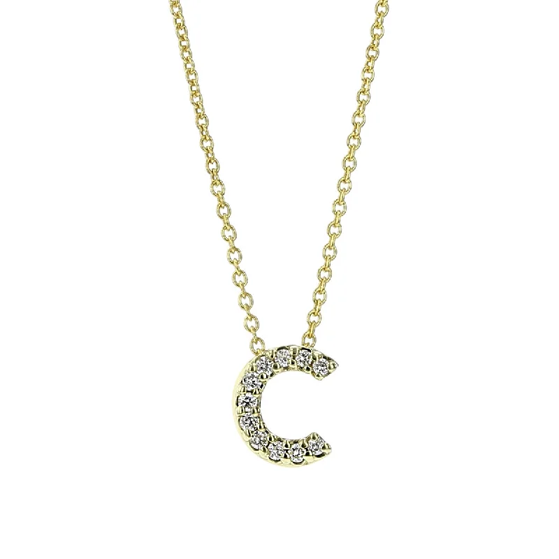 Women’s unique necklaces-Love Letter C Pendant with Diamonds