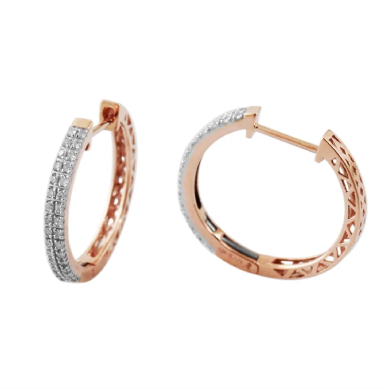 Women’s sapphire earrings-1/4 CTW Diamond Hoop Earrings in 10KT Rose Gold