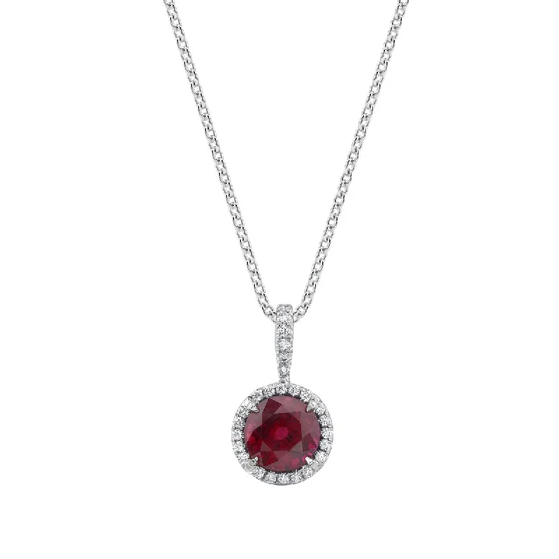 Women’s birthstone necklaces-Ruby and Diamond Pendant