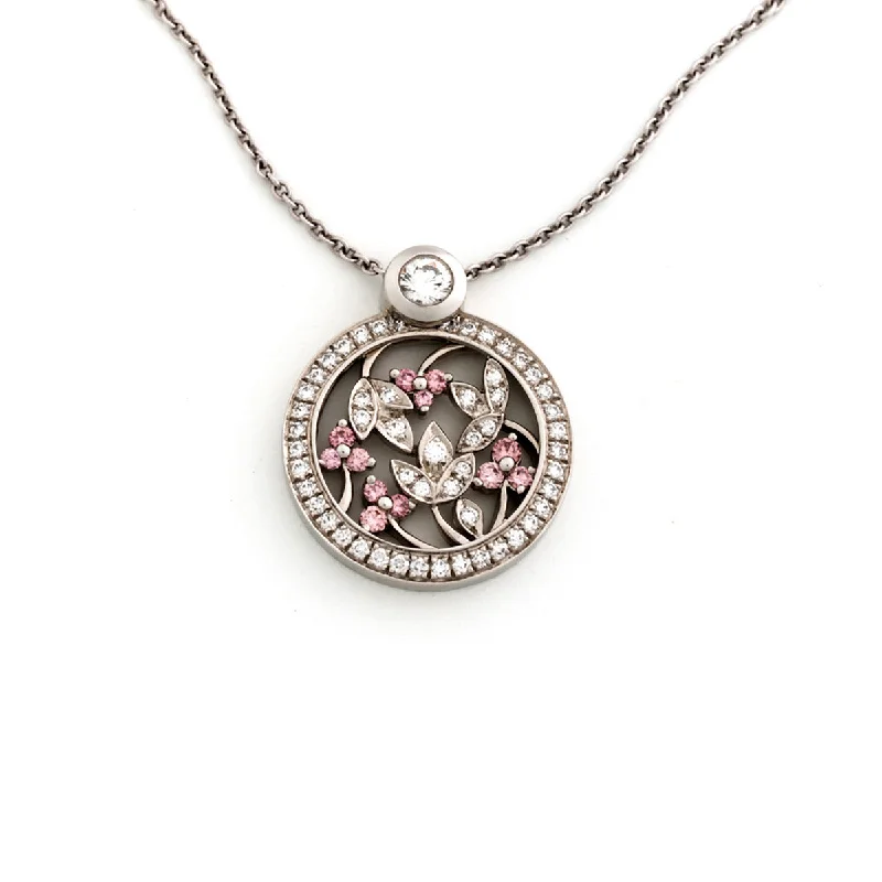 Women’s gold chain necklaces-Platinum Pink Diamond Pendant