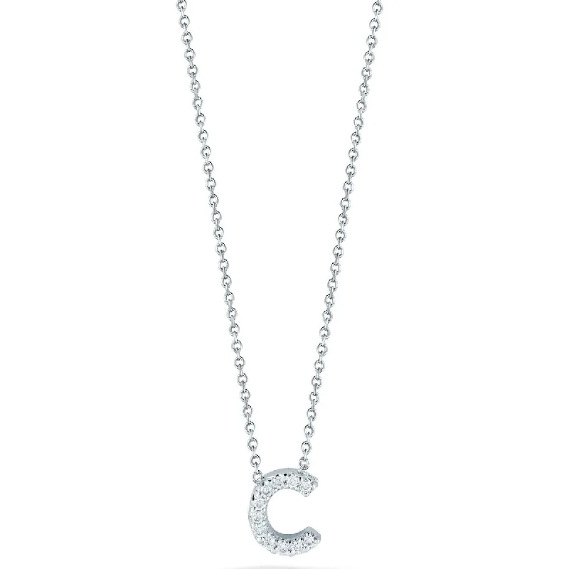 Women’s luxury necklaces-Tiny Treasures 0.05Ct Diamond Love Letter "C" Pendant on Chain in 18K White Gold