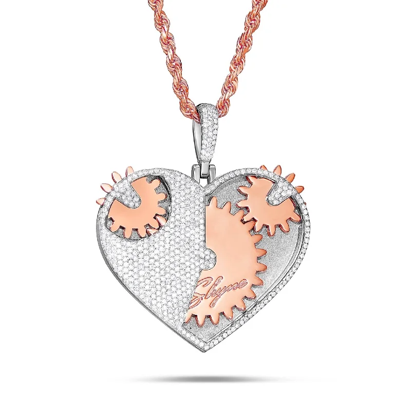 Women’s dainty necklaces-Shyne Collection 10K Gold 2.24ct Diamond Mechanical Heart Pendant