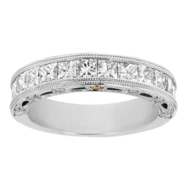 Women’s designer engagement rings-Channel Set Band with Yellow Side Diamond