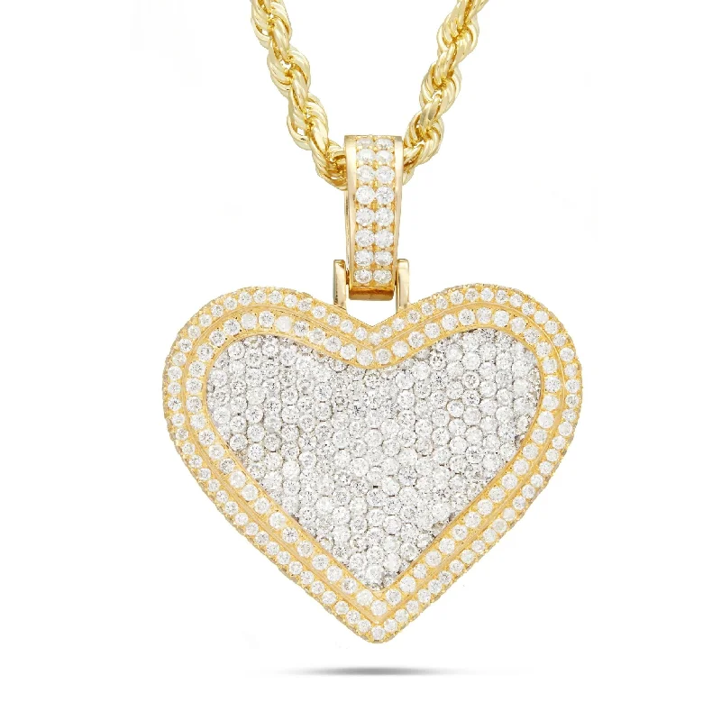 Women’s gold-plated necklaces-Shyne Collection 10K Gold 4.56ct Small Diamond Heart Pendant