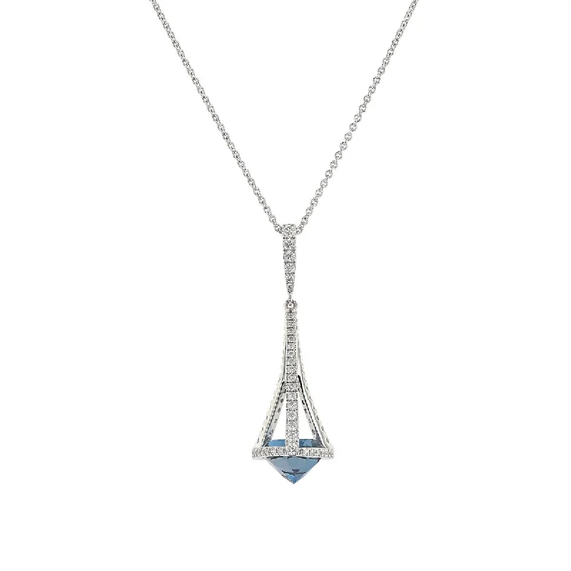 Women’s layered necklaces-Pastel Diamond Chandelier Blue Topaz Pendant