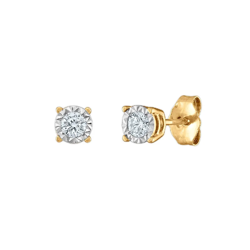 Women’s two-tone earrings-EcoLove 1/4 CTW Lab Grown Diamond Stud Earrings in Yellow Gold Plated Sterling Silver