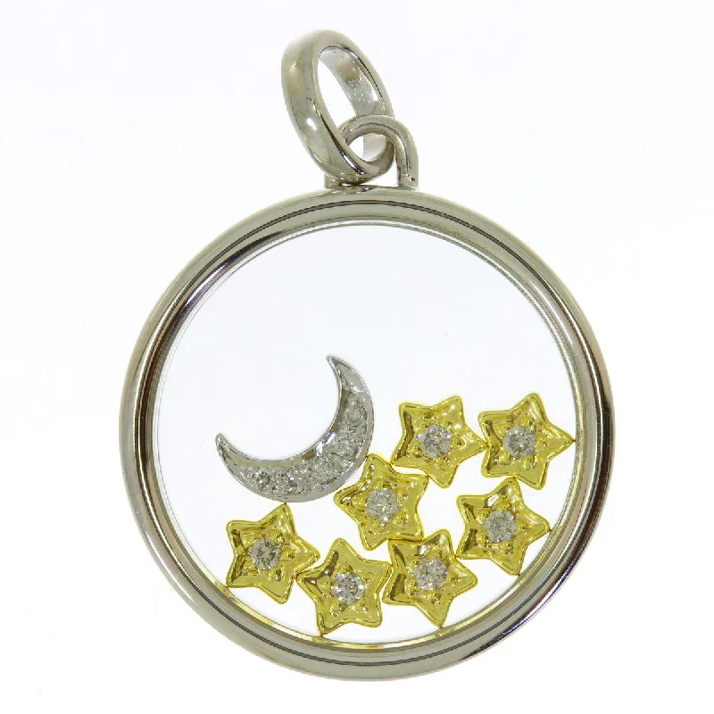 Women’s personalized gold necklaces-MOVING STAR DIAMOND CIRCLE PENDANT P10244TT