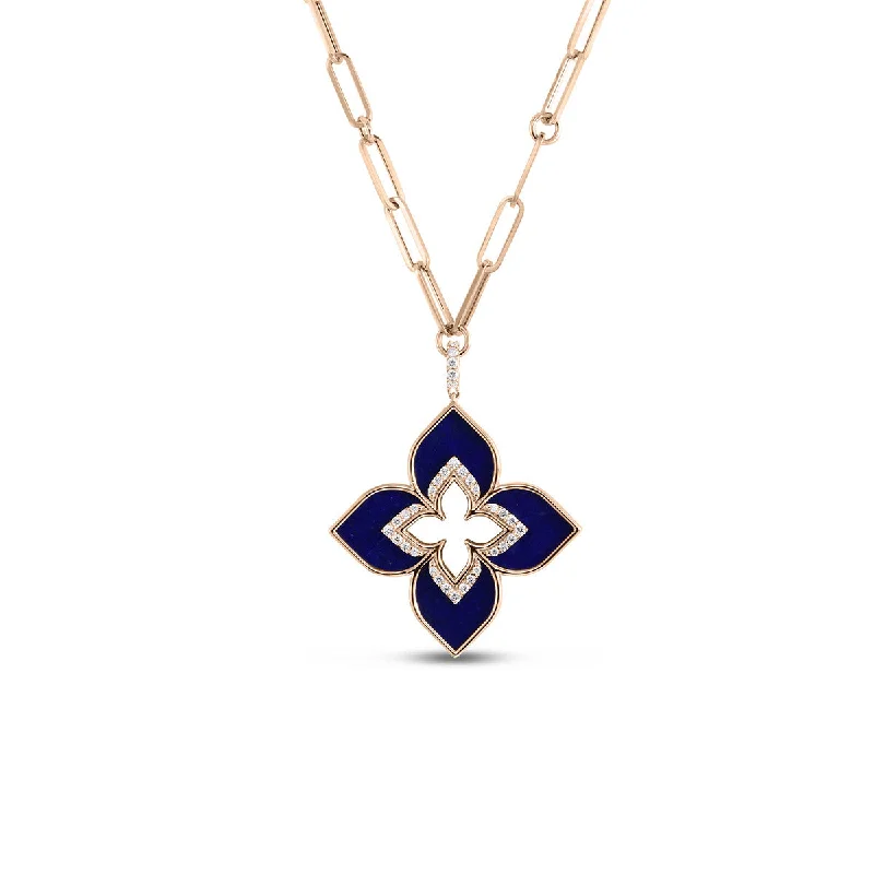 Women’s zodiac necklaces-Venetian Princess Lapis Diamond Pendant and Chain