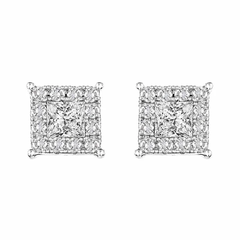 Women’s ear jackets-LADIES EARRINGS 0.25CT ROUND/PRINCESS DIAMOND 14K WHITE GOLD (SI QUALITY)