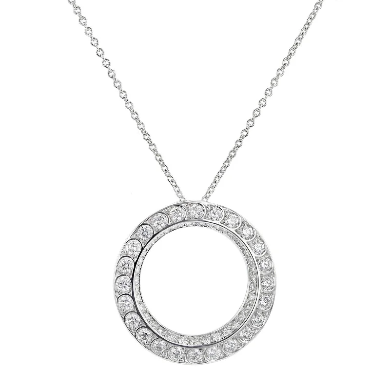 Women’s rose gold necklaces-Scallop Artisan Pave Diamond Circle Pendant