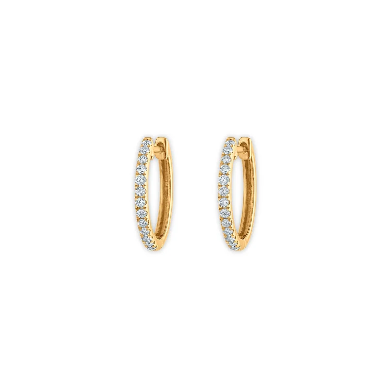 Women’s gold drop earrings-EcoLove 1/4 CTW Lab Grown Diamond Hoop Earrings in 10KT Yellow Gold