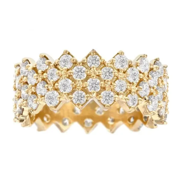 Women’s multi-stone engagement rings-Gold band with diagonal diamond rows