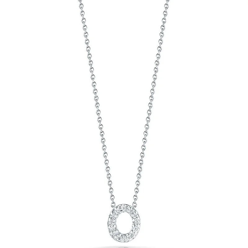 Women’s two-tone necklaces-Love Letter O Pendant with Diamonds