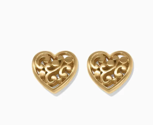 Women’s cubic zirconia earrings-Contempo Heart Post Earrings