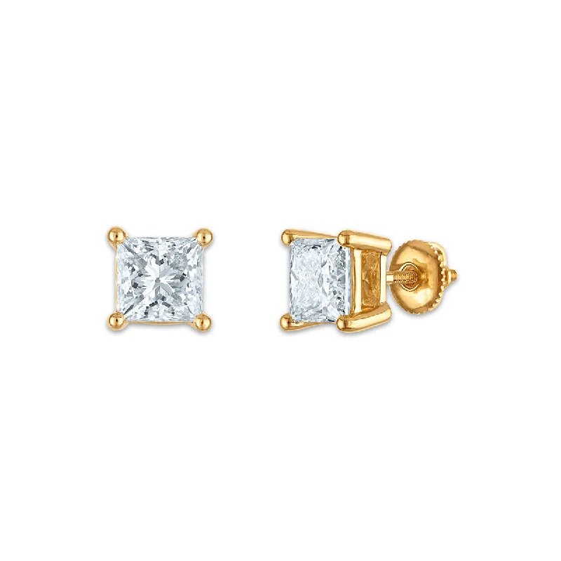 Women’s diamond earrings-EcoLove 4 CTW Lab Grown Diamond Stud Earrings in 10KT Yellow Gold