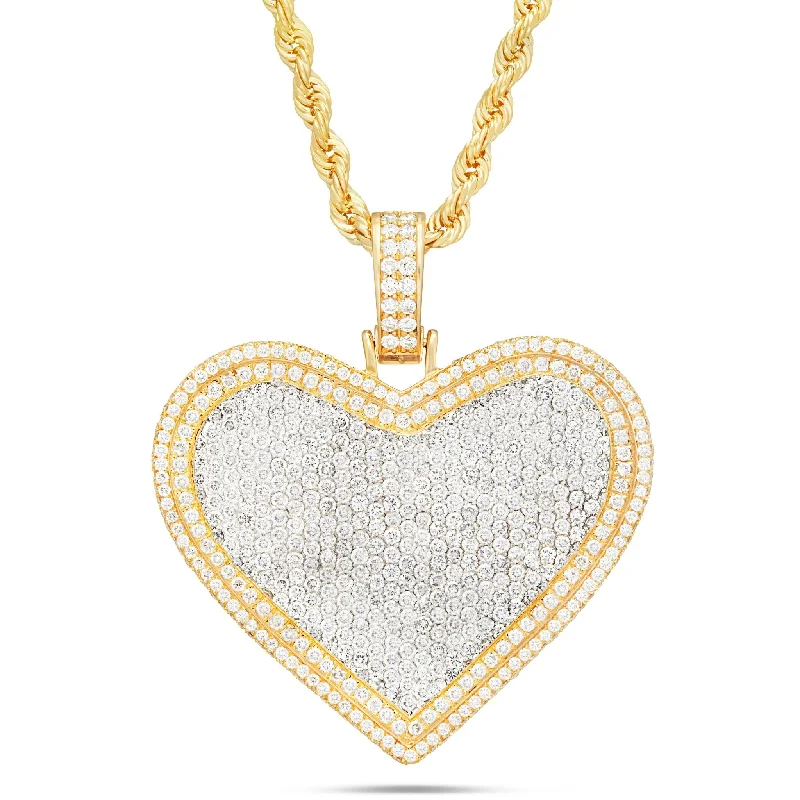 Women’s pendant necklaces-Shyne Collection 10K Gold 6.92ct Medium Diamond Heart Pendant