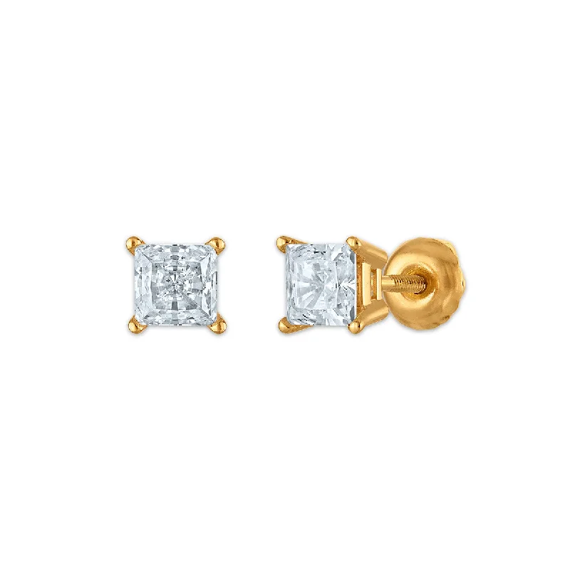 Women’s personalized earrings-EcoLove 1 CTW Lab Grown Diamond Stud Earrings in 10KT Yellow Gold