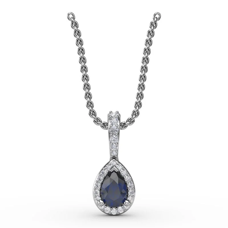 Women’s woven necklaces-Statement Sapphire and Diamond Pendant P1394S