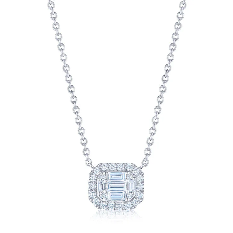 Women’s unique necklaces-KWIAT Sunburst Emerald Cut Diamond Pendant with Halo N-9887