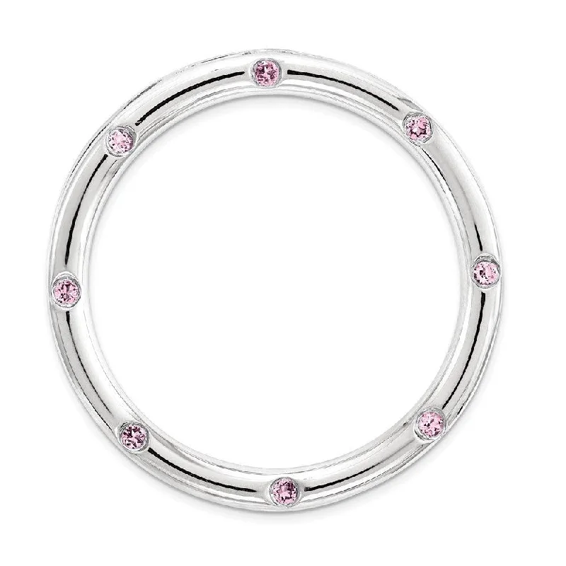 Women’s chunky necklaces-Sterling Silver Stack Exp Large Created Pink Sapphire Chain Slide