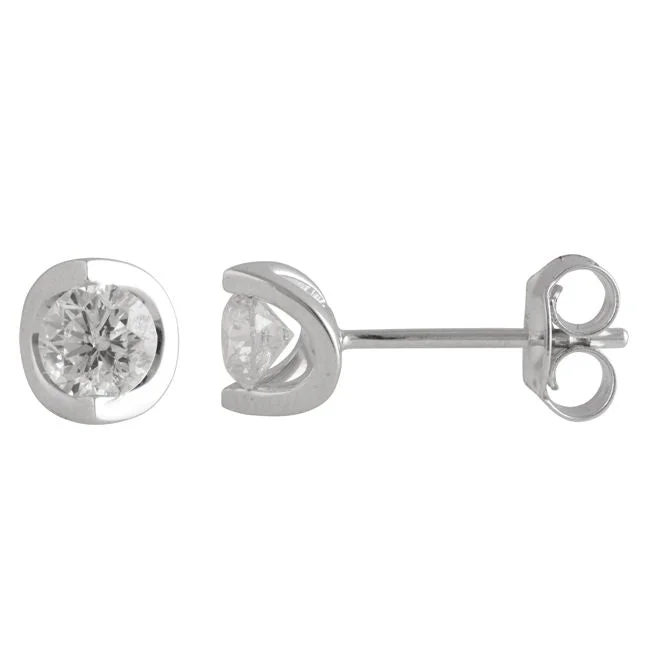 Women’s vintage hoop earrings-1/4 CTW Diamond Solitaire Stud Tension Set Earrings in 14KT White Gold