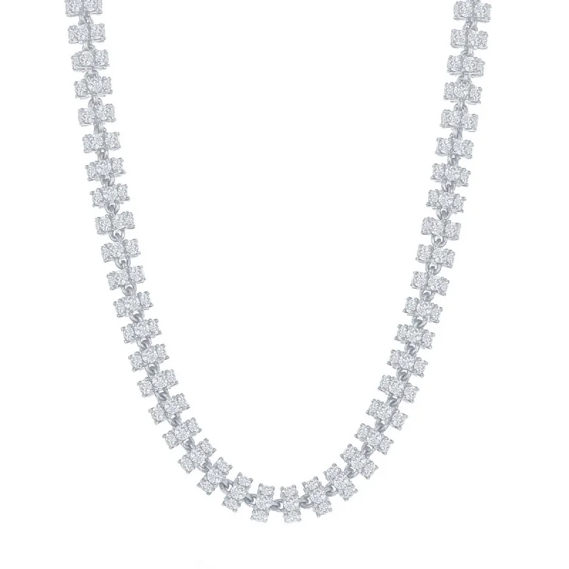 Women’s pearl necklaces-Links Of Italy Men's Chain - Sterling Silver 6mm Barrel White CZ, 9 Inch | Q-5651-9