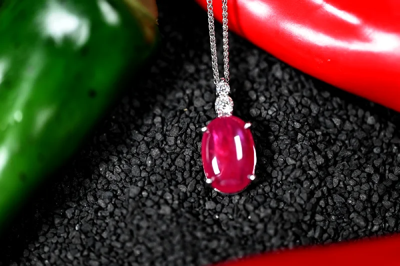 Women’s personalized gold necklaces-9.67CT RUBY AND DIAMOND PENDANT