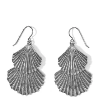 Women’s evening earrings-Silver Shells Two Tier French Wire Earrings