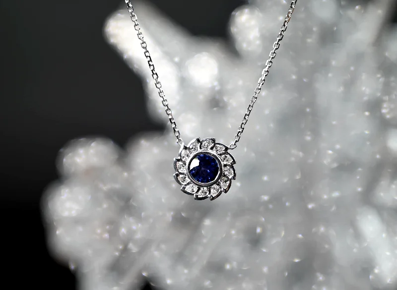 Women’s infinity chain necklaces-2.14 Ct Ceylon Blue Sapphire and Diamond Custom Pendant