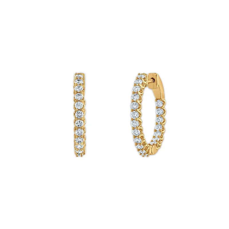 Women’s chain earrings-Signature EcoLove 1 CTW Lab Grown Diamond Hoop Earrings in 14KT Yellow Gold