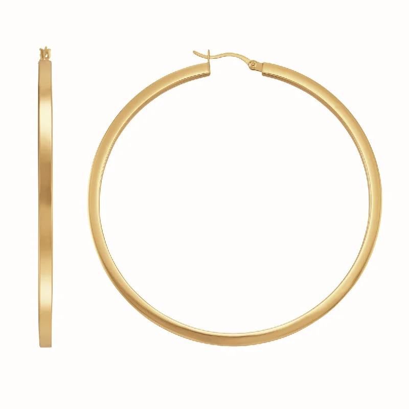 Women’s diamond earrings-Simone I Smith Collection 18KT Yellow Gold Plated Sterling Silver 65X3MM Flat Edge Hoop Earrings