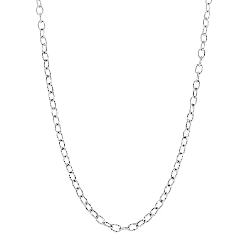 Women’s custom necklaces-Twisted Oval Chain in White Gold