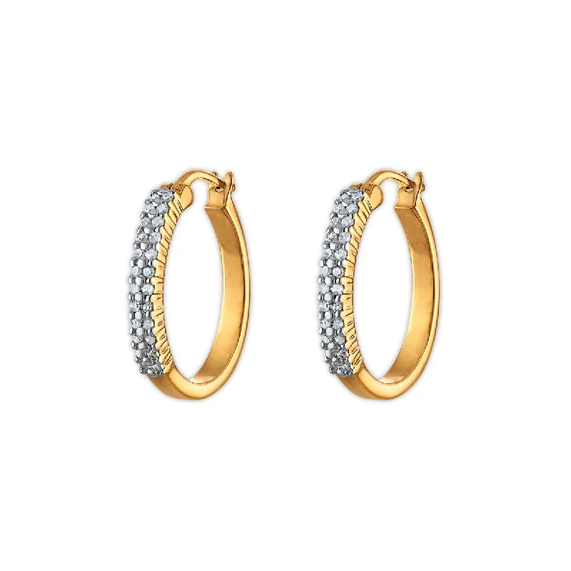 Women’s trendy earrings-1/5 CTW Diamond Hoop Earrings in Gold Plated Sterling Silver