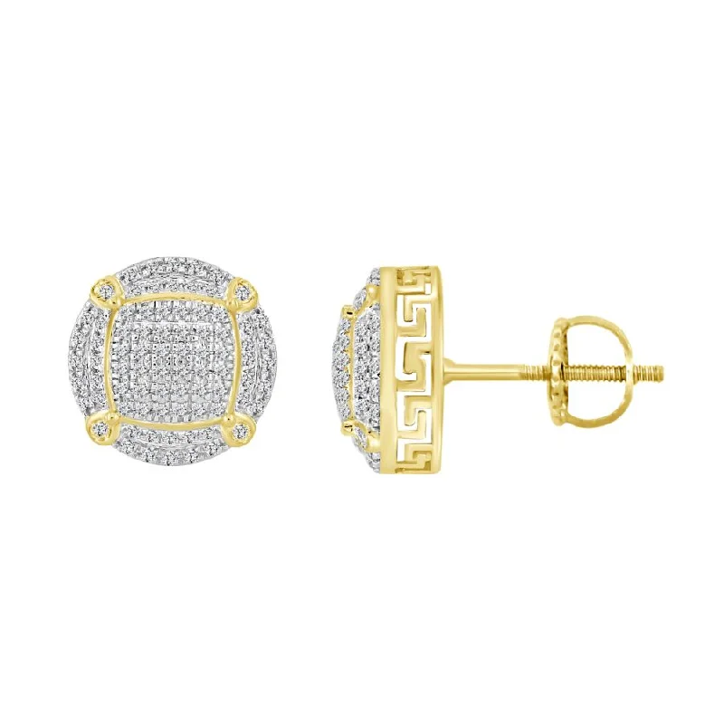 Women’s gold earrings-LADIES STUD EARRINGS 0.33CT ROUND DIAMOND 10K YELLOW GOLD