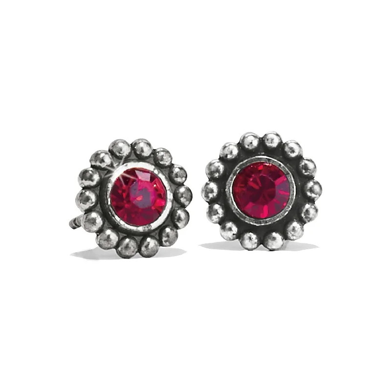 Women’s heart pendant earrings-Garnet Twinkle Mini Post Earrings-January