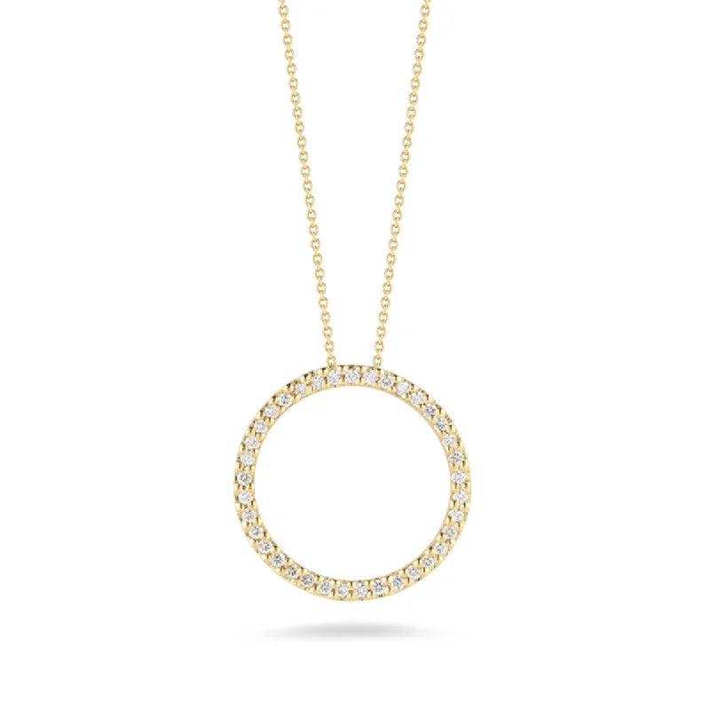 Women’s minimalist gold necklaces-0.26Ct Diamond Tiny Treasure Circle Pendant in 18K Yellow Gold on Chain, 18inch