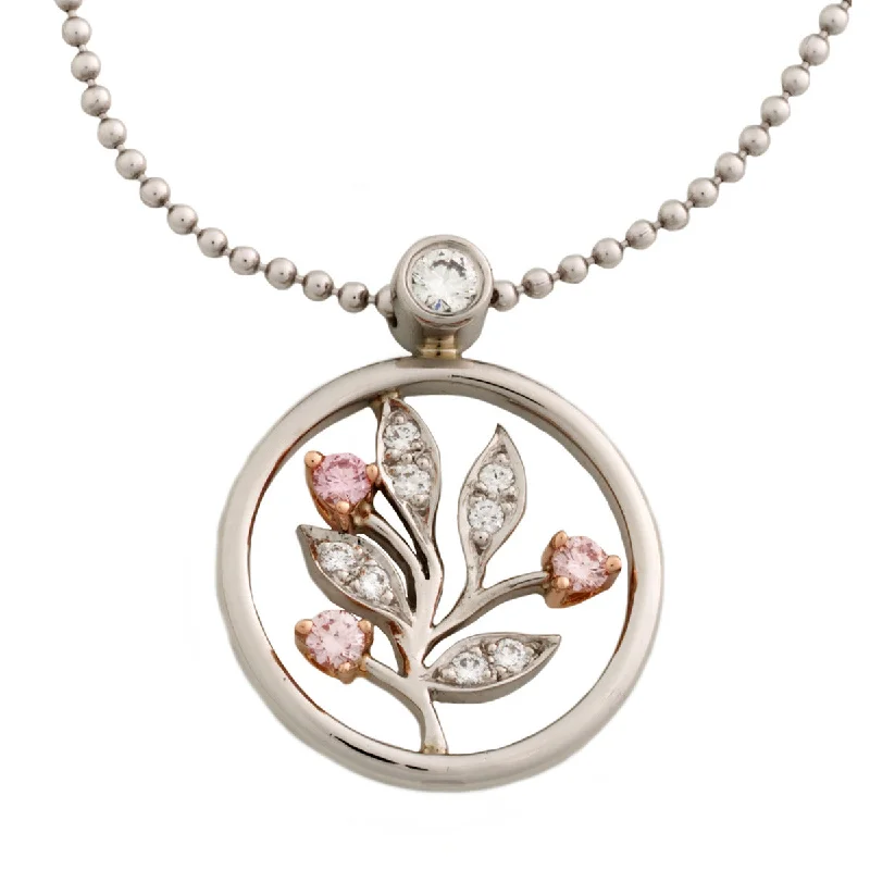 Women’s gold statement necklaces-Platinum and 18K Rose Gold Pink Diamond Pendant