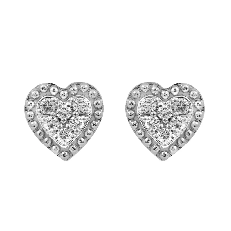 Women’s flower-shaped earrings-LADIES EARRINGS 0.20CT ROUND DIAMOND 14K WHITE GOLD