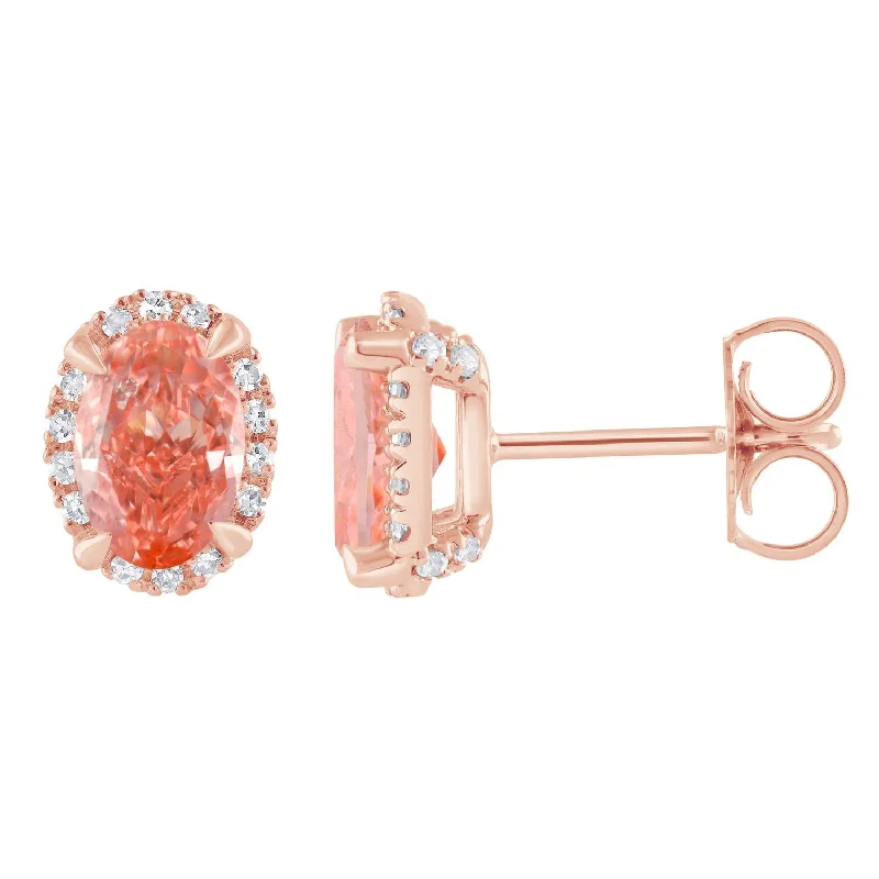 Women’s custom earrings-Signature EcoLove 2-1/4 CTW Fancy Pink Lab Grown Diamond Earrings in 14KT Rose Gold