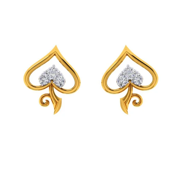 Women’s delicate earrings-18KT (750) Yellow Gold And Diamond Earring For Women