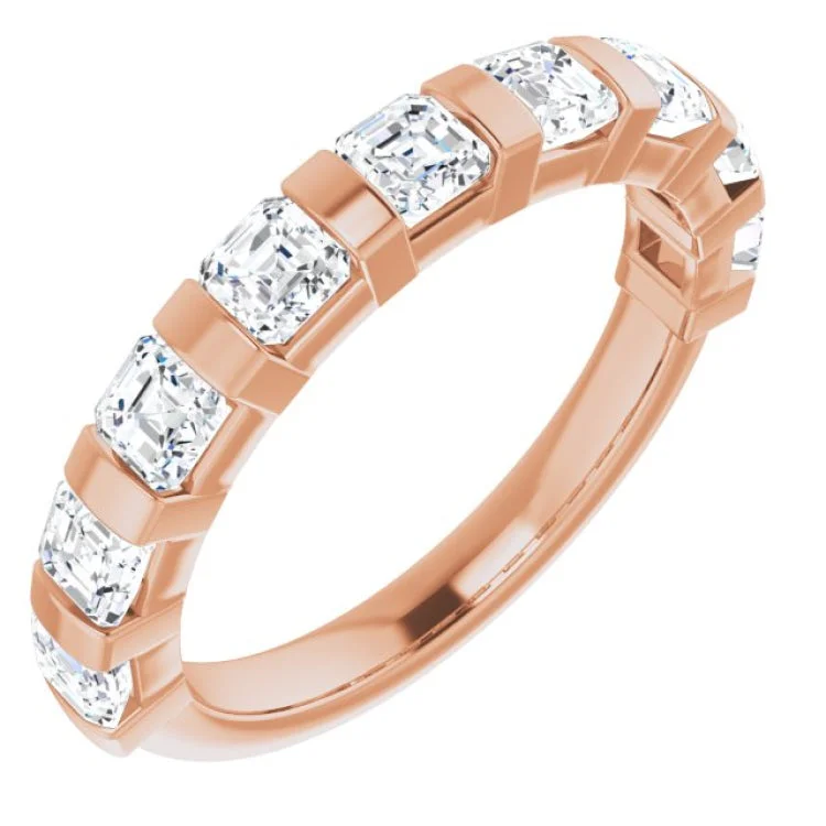 Women’s princess cut engagement rings-14K Rose 1 3/8 CTW Natural Diamond Anniversary Band