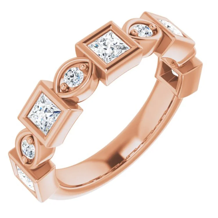 Women’s alternative engagement rings-14K Rose 9/10 CTW Natural Diamond Anniversary Band