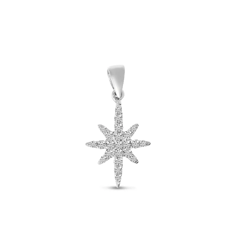 Women’s mother’s necklaces-SMALL DIAMOND STARBURST PENDANT P10429W