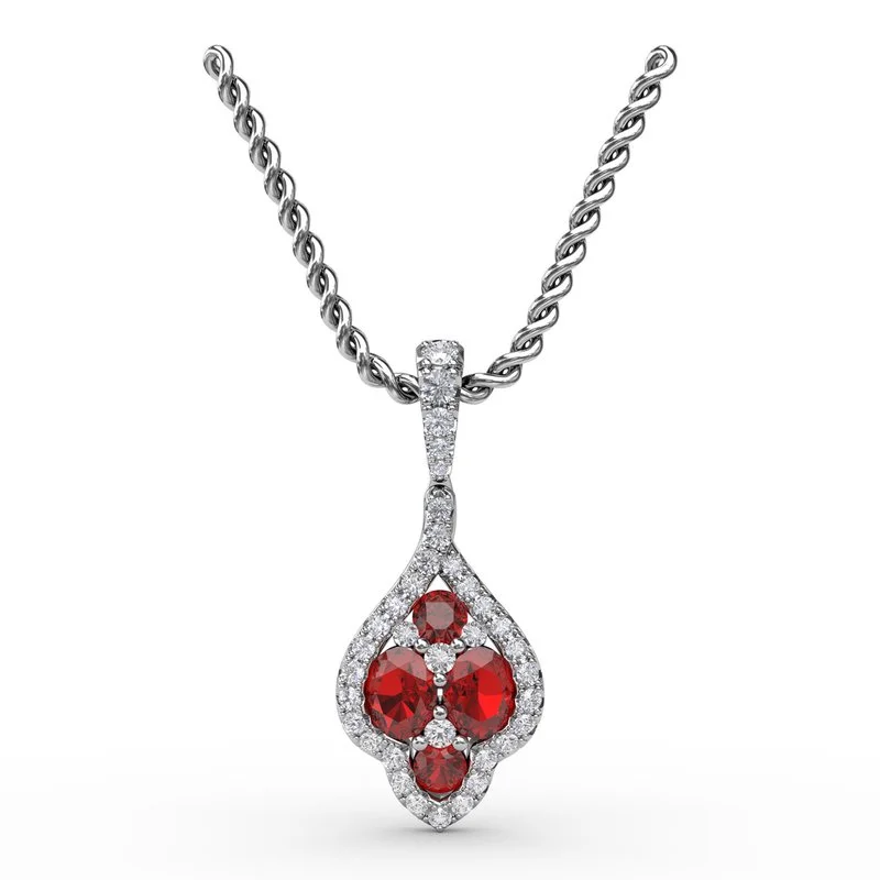 Women’s mother of pearl necklaces-Precious Ruby and Diamond Pendant P1740R