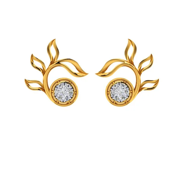 Women’s lightweight earrings-18KT (750) Yellow Gold And Diamond Earring For Women