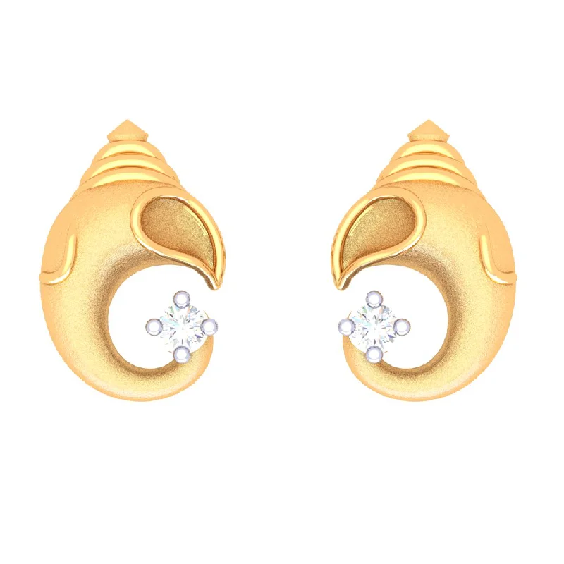 Women’s boho earrings-18k Divine Ganesha Gold And  Diamond Stud Earring From Diamond Collection