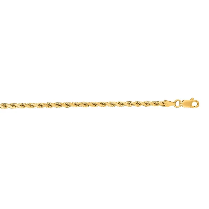 Women’s rose gold solitaire engagement rings-14kt 30" Yellow Gold Shiny Solid Diamond Cut Royal Rope Chain with Lobster Clasp  ROY025-30