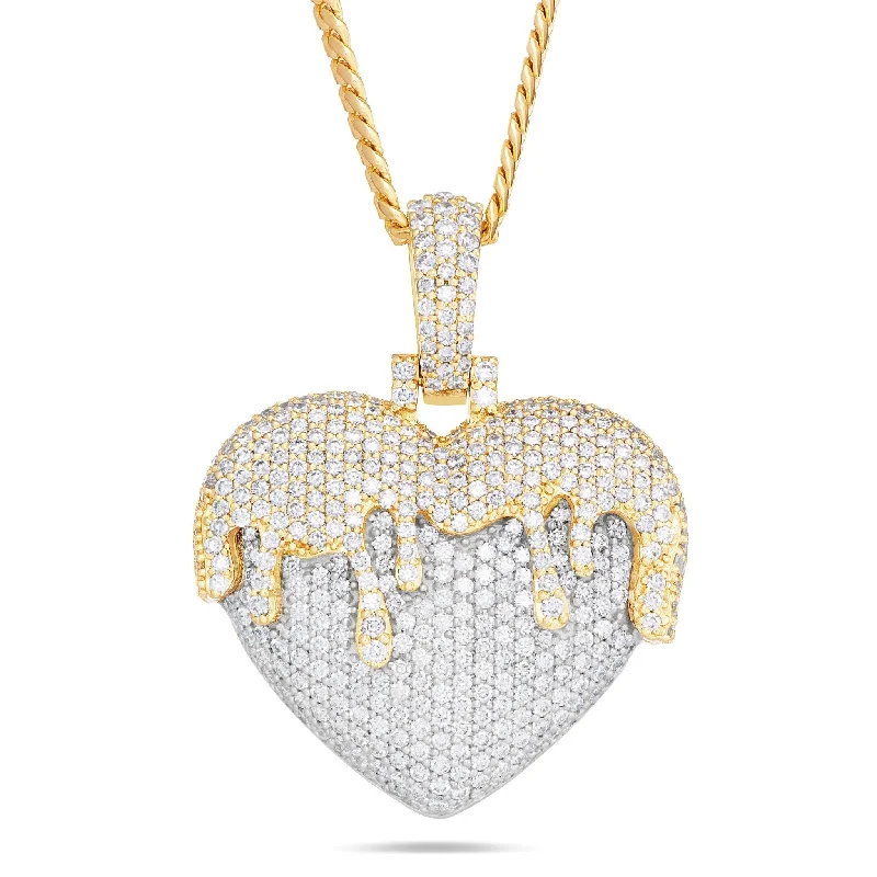 Women’s heart-shaped necklaces-Shyne Collection 14K Gold Large Diamond Melting Heart Pendant