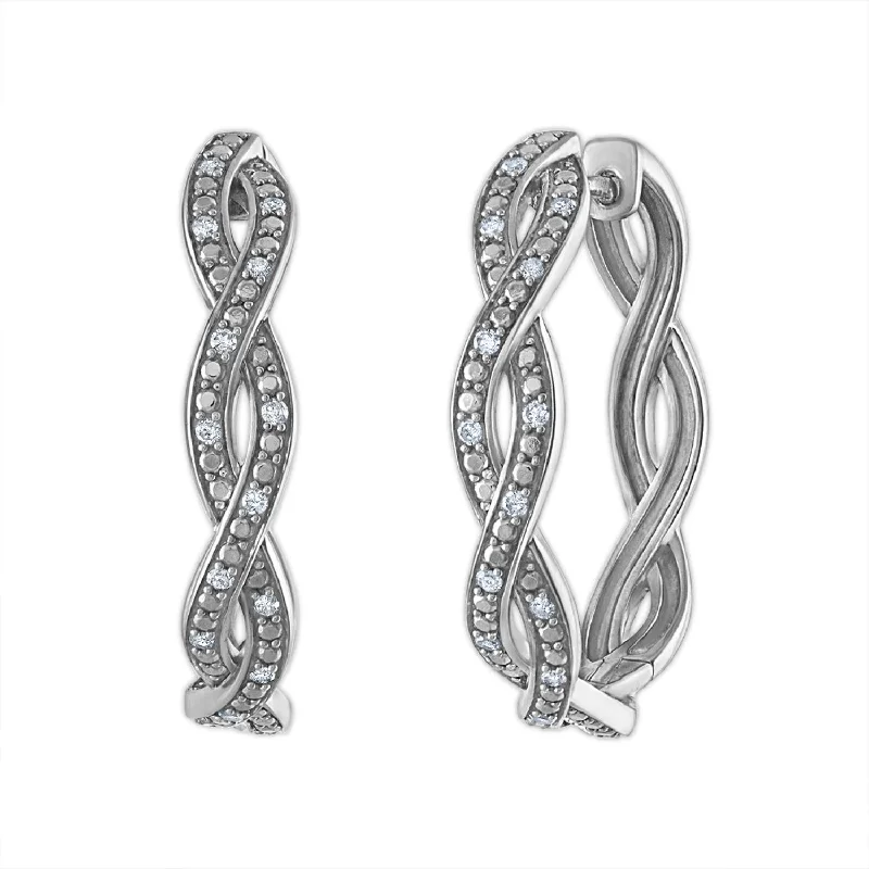 Women’s sparkly drop earrings-1/4 CTW Diamond Twist Hoop Earrings in Sterling Silver